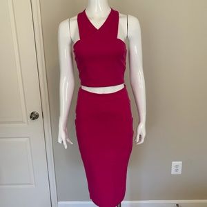 Express two piece fuchsia skirt set